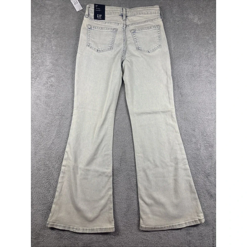GAP Denim Girls' 70's Flare Stretch Adjustable Waist Studded Jeans Light 10 NWT